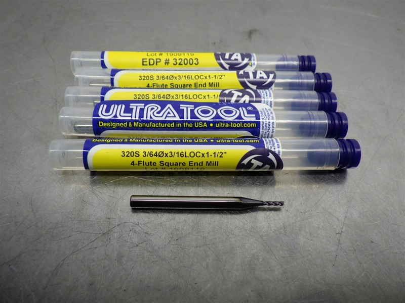 5 NEW! ULTRA TOOL 3/64" Carbide 4FLT Endmills 3/16" LOC 1-1/2" OAL #32003