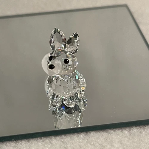 Swarovski Crystal Mini Sitting Fox Figurine Black Eyes & Frosted Tail Retired