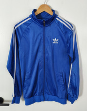 Vintage Adidas Track Jacket Large Blue Stripes Trefoil Logo y2k Read Desc 