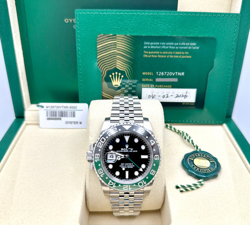 2026 Rolex GMT Master II Sprite 126720VTNR 40mm Green and Black Steel Box Papers