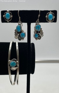 Lot Of 3 VL Sterling Silver Bracelet And Earrings Fine Jewelry Set 15.21g