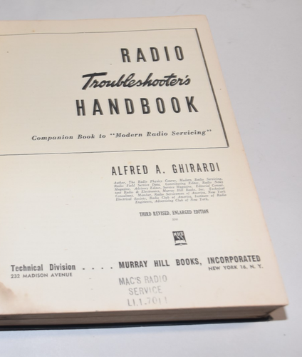 RADIO Troubleshooter's HANDBOOK 1943 von A. Ghirardi HARDCOVER BUCH 744 Seiten