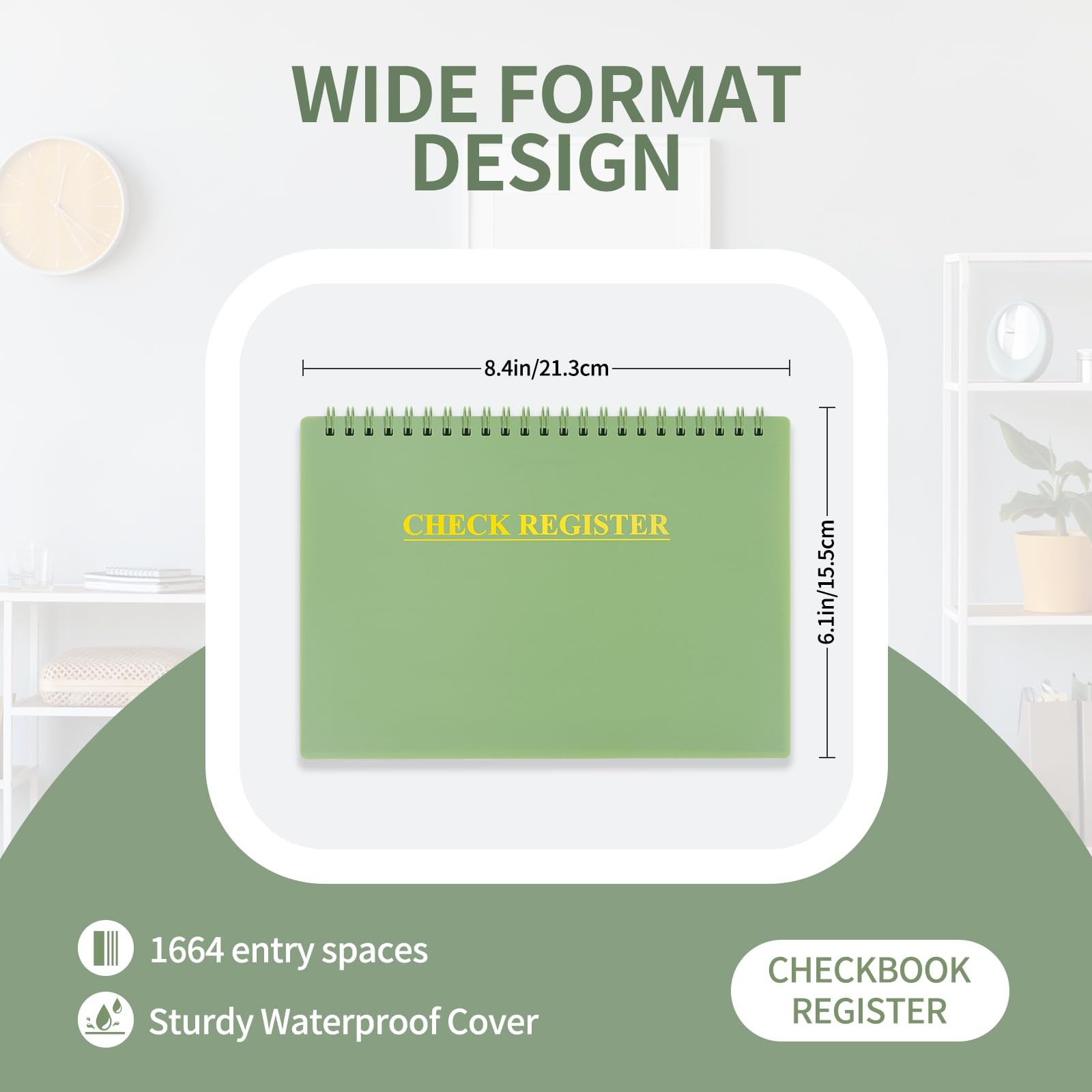 как выглядит Checkbook Register, Check Registers for Personal Medium 8.4" x 6.1" , Green фото