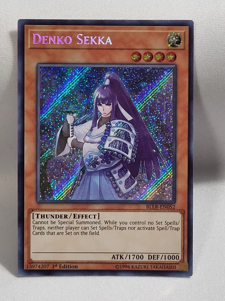 3 x YuGiOh TCG Denko Sekka - BLLR-EN052 - Secret Rare - 1st Edition NM - Image 3 of 4