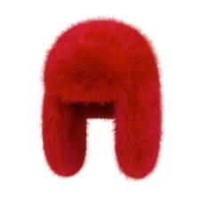 Luxurious Faux Mink Fur Ladies Trapper Hat  Pure Color Simplistic Women  s Wint...