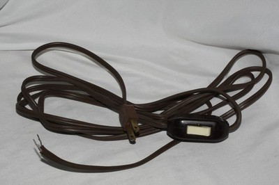 Vintage 9 foot brown lamp cord inline rocker switch Eagle 15A-120VAC Made in USA