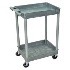 Utility Cart With Deep Lipped Plastic Shelves, 300 Lb Load Capacity, 2 Shelves,