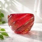 Murano Red Glass Gold Leaf Infused Bowl/Pin/Trinket Dish Cordonato Oro Italy