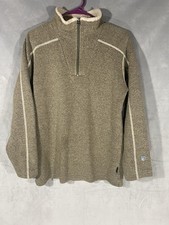 KUHL Europa Sweater Mens Small 1/4 Zip Oatmeal Fleece Sherpa Collar Pullover