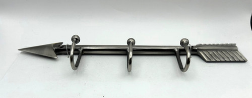 Arrow Wall Hook Rack 3 Hook Solid Brass Antiqued Nickel Rustic Entryway Decor
