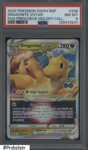 2022 Pokemon SWSH BSP Pokemon GO Premium Deck #236 Dragonite VSTAR PSA 8