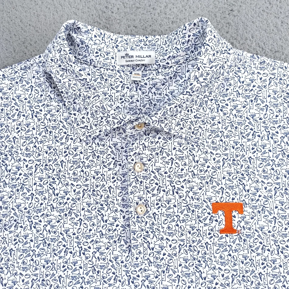 Peter Millar Tennessee Volunteers Shirt Mens 2XL Blue Football Print Summer Comf - Image 4 of 4
