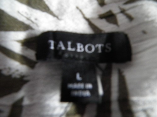 NWT Talbots Shirt 100% Cotton Gauze Button Front Tie Sleeve Botanical Green SZ L - Picture 7 of 8