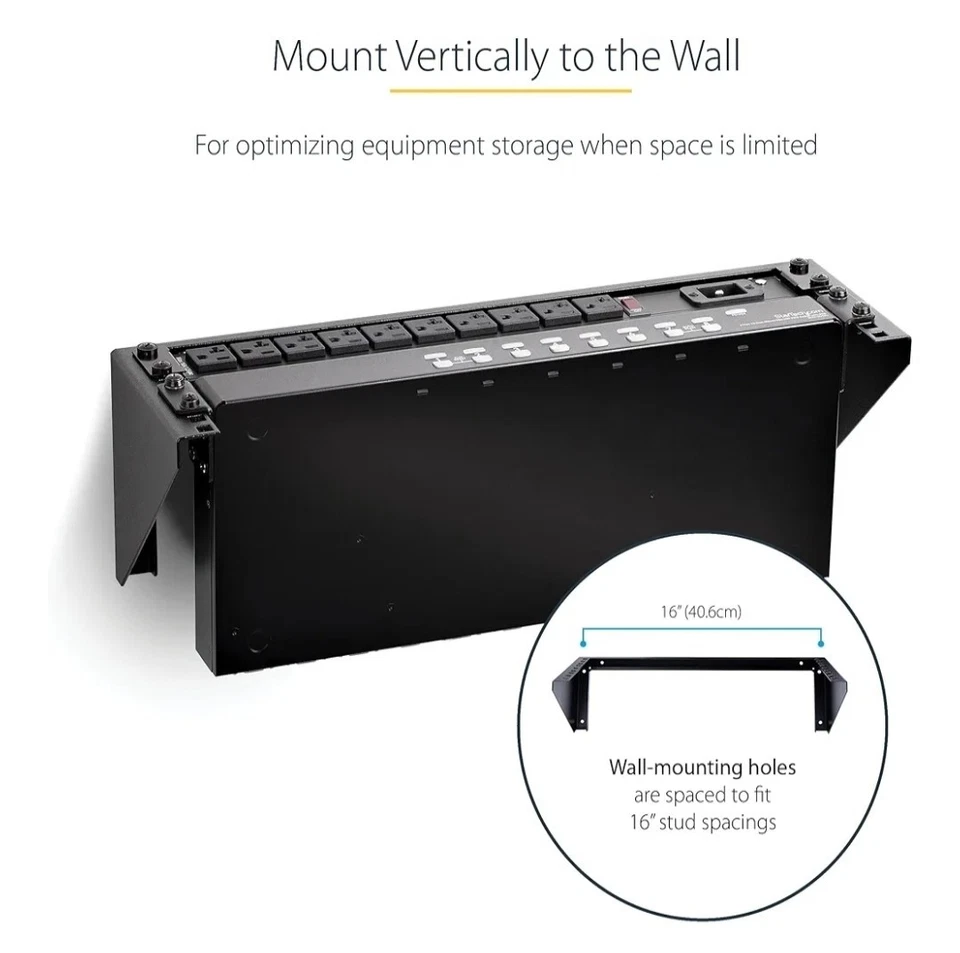 19" Wall Mount Vertical Rack Bracket, Wall Mount For Data/AV/IT/Computer Equip - Image 3 of 4