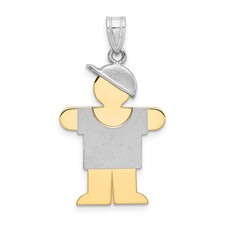 14k Two-Tone Gold Boy Pendant Cap Shirt Son Charm Polished Family Keepsake