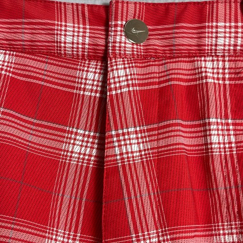Nike Golf Dri-Fit Flat Front Shorts Herren XL rot weiß grau kariert Stretch Short - Bild 2 von 9