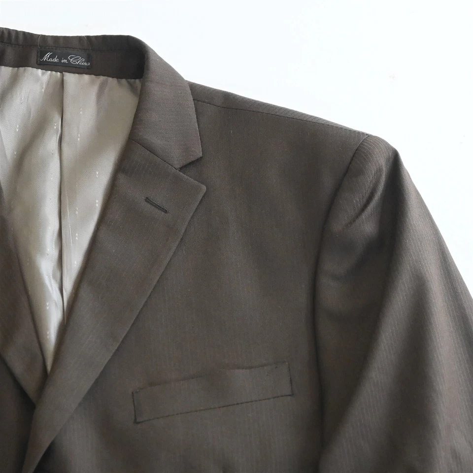 Chaqueta Pantalones Traje Evan Piccone 44L 38x32 Marrón Rayas Para Hombre Foto 2 de 4