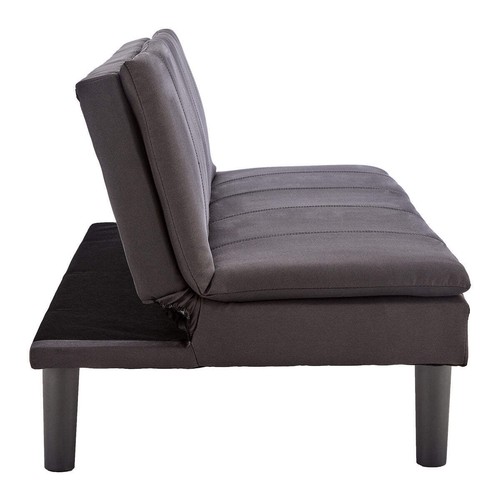 Sarantino 3 Seater Modular Faux Linen Fabric Sofa Bed Couch - Black - Picture 7 of 12