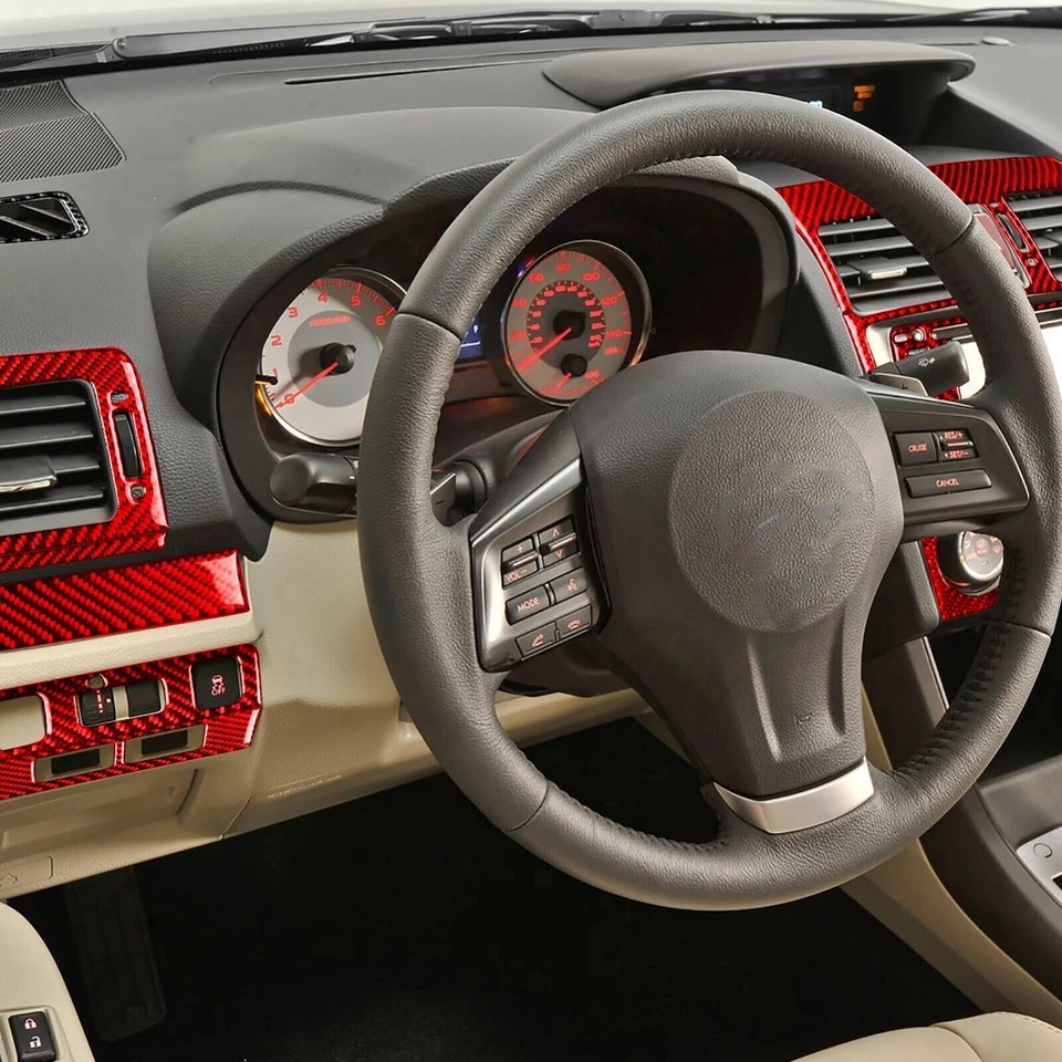 Kits de painel console central de fibra de carbono vermelho para Impreza XV Crosstrek 2012-14 - Imagem 3 de 4