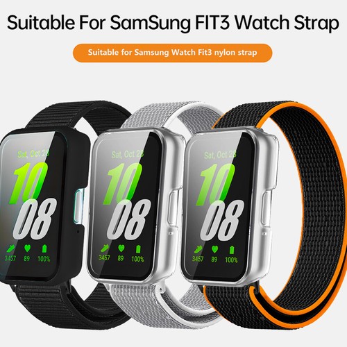 For Samsung Galaxy Fit 3 Nylon Band +TPU Case Elastic Strap Protector Case Glass - 第 9/24 張圖片