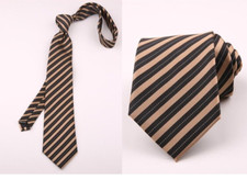 New Classic Striped Brown Black JACQUARD WOVEN 100 Silk Men's Necktie Tie