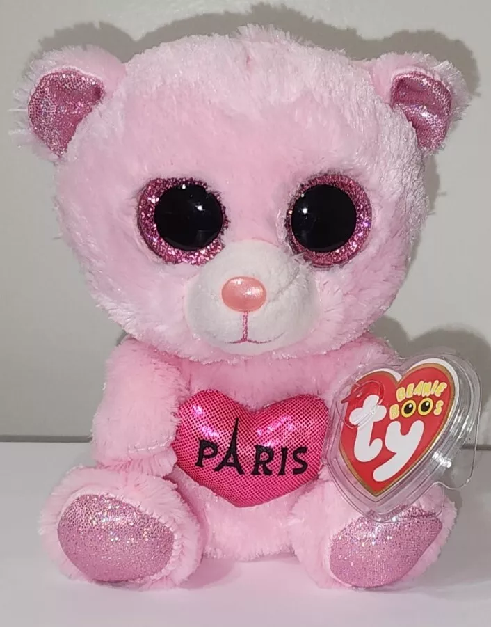 Ty Beanie Boos PARIS the Bear Pink Version EXCLUSIVE 6 Inch NEW MWMT