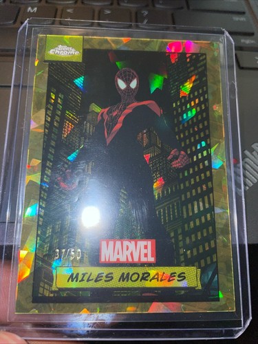 2024 Topps Chrome Marvel Sapphire Miles Morales Gold Refractor #/50 Spider-Man