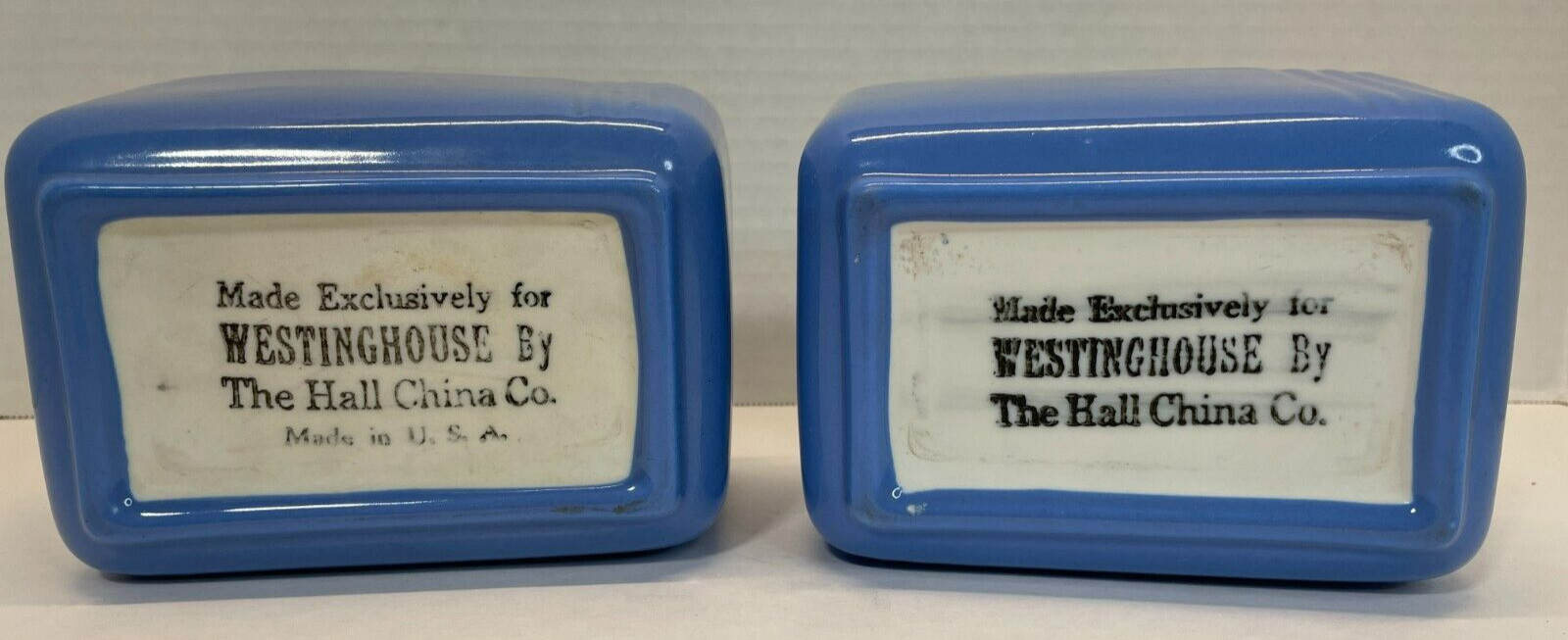 Vintage HALL Westinghouse China Blue Refrigerator Dish Art Deco set of 2