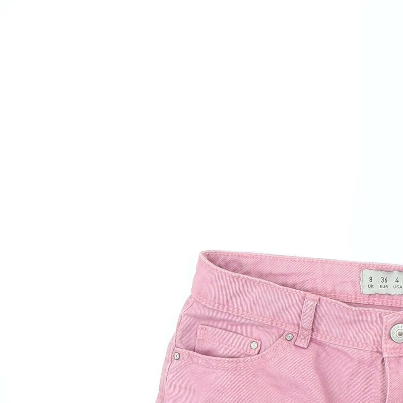 Denim & Co. Womens Pink Cotton Blend Cut-Off Shorts Size 8 L3 Reg - Image 3 of 4