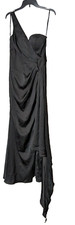 HEBEOS Women Size 6 Black Sheath/Column Ruched One-Shoulder Sleeveless NEW