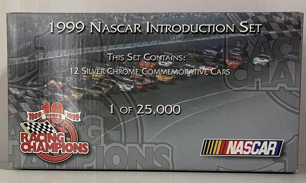 Racing Champions 1999 NASCAR Introduction Set of 12 Silver Chrome Cars 1:64 MINT