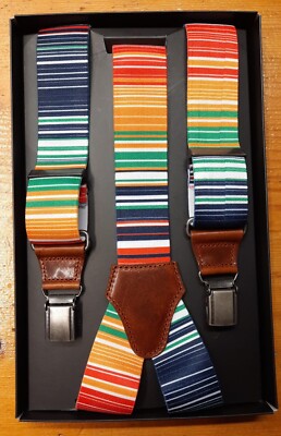 Caledonia Multicolor Hosenträger in 36 mm mit Ledereinsätzen - 100% Made in Italy