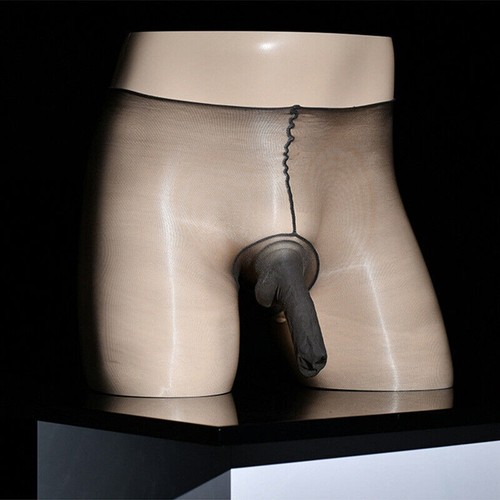 Men's Ultra Sheer Shiny Stockings Nylon Tights Stretch Pantyhose w/ Penis Sheath - Picture 20 of 21