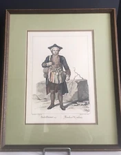 18th Century Ribbon Merchant Print By Johann Christian Brand Framed 23.5" x 19"
