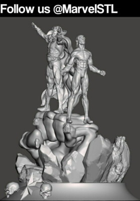 Captain Marvel & Adam Warlock Resin Sculpture Statue Model Kit  Unpainted/Unasse