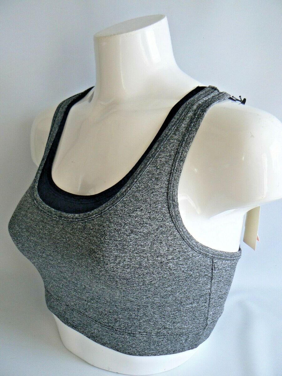 RIVER ISLAND Sports Bra Top Ri Active Grey Mesh Double Layer Size XS Small  Med