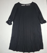 AGB Womens Black Sweater Dress Size 1X Lightweight Semi Sheer Knee Length