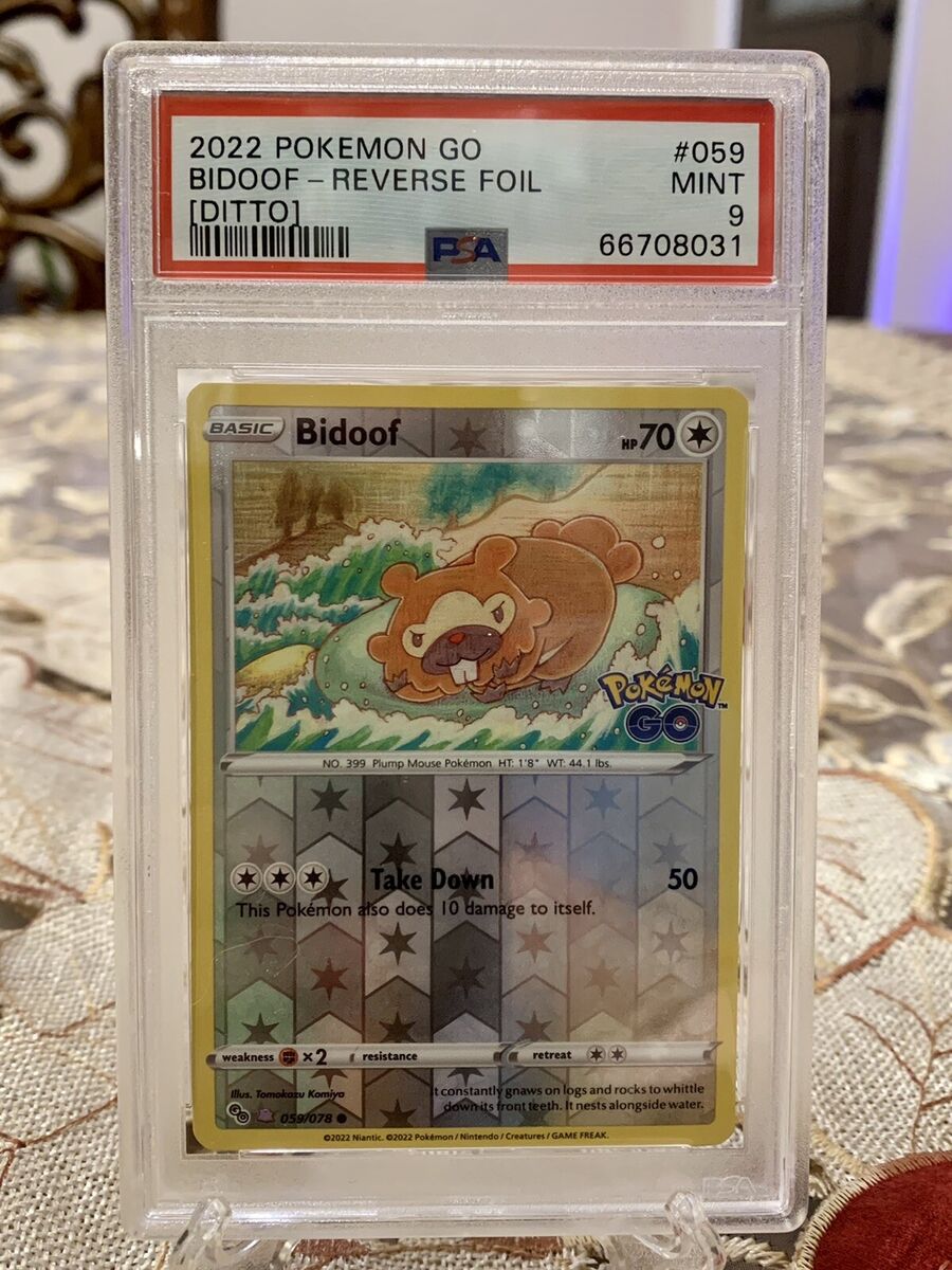 Bidoof (Ditto) Pokemon 2022 CGC 9 Pokemon Go 059/078 Reverse Holo Graded  Single Card