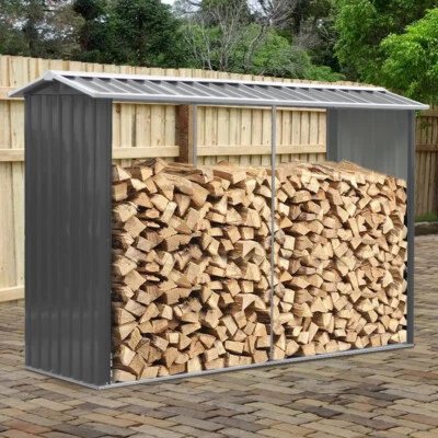 LIFELOOK Log Store Outdoor Firewood Wood Storage Woodstore Rack Garden Tool Storage Shed