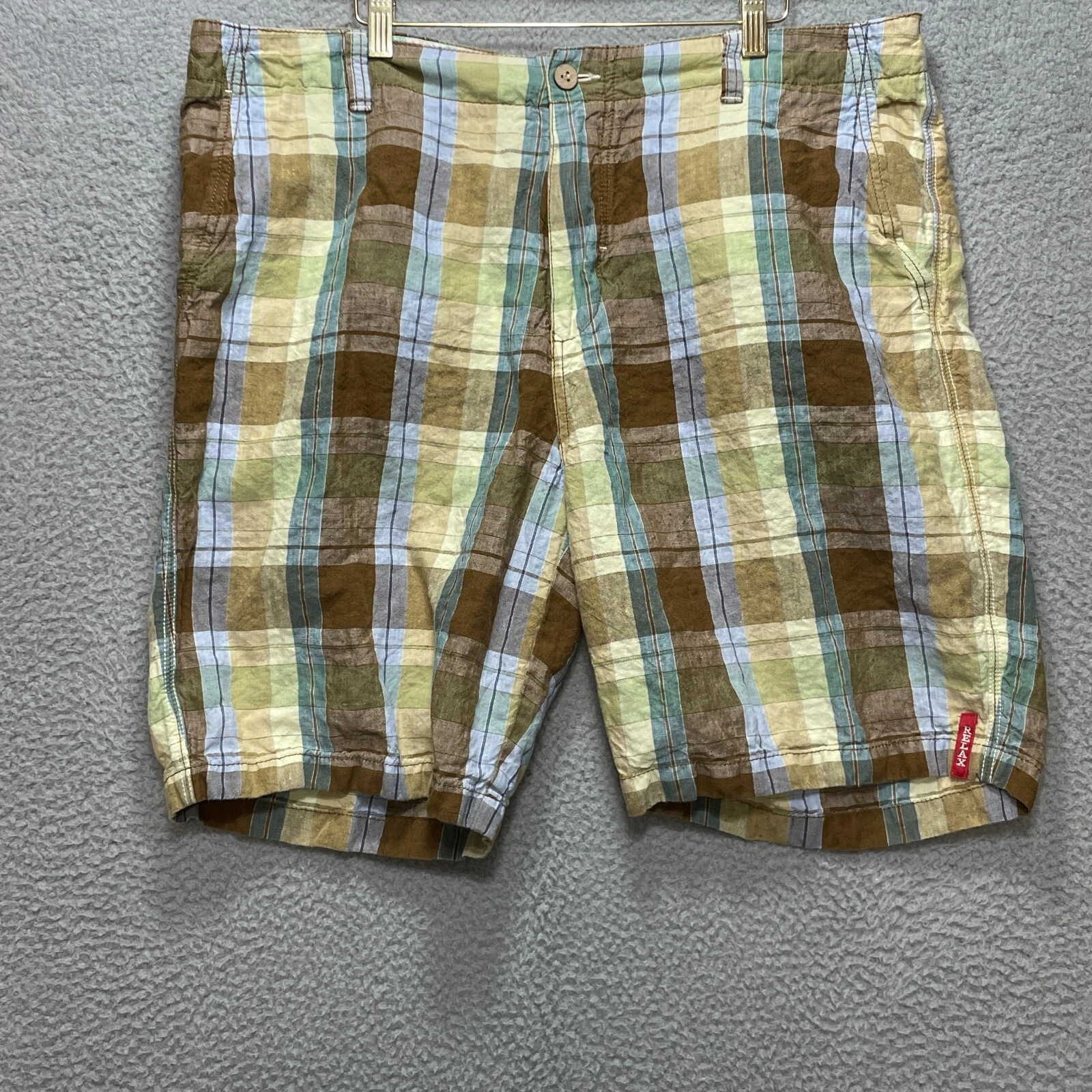 TOMMY BAHAMA Relax Shorts Mens 40 Plaid Linen Beach Resort Casual Resort