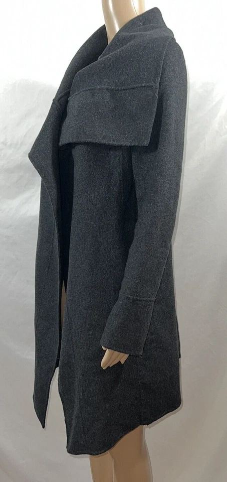 Casaco DVF Diane von Furstenberg cinza lã Stacy envoltório colarinho largo P - Imagem 2 de 4