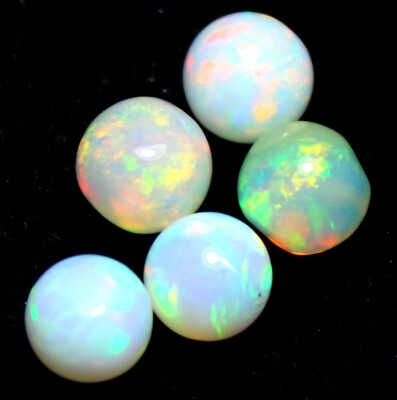 5.5 MM Ethiopian Opal Natural Loose Gemstone 5 Pcs Lot Round Cabochon 4.10 Cts
