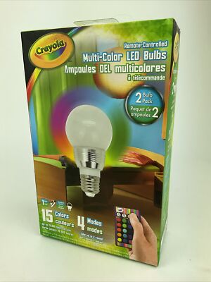 Crayola Multicolor LED Bulbs w/Remote Control ~ 2 bulb pack ~ 2 batteries