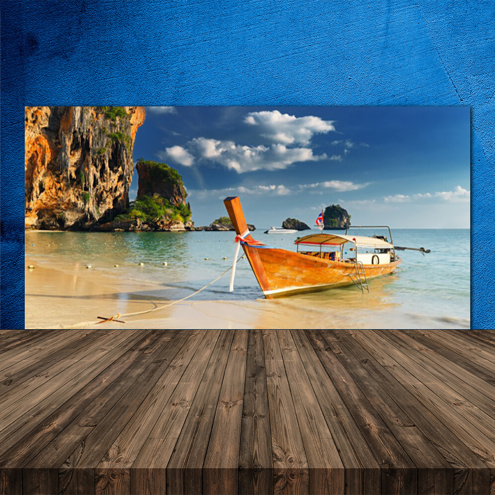 Crédence en verre pour cuisine 120x60 protège vos murs avec son décor de bateau en mer