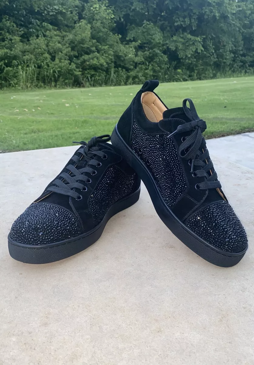 Christian Louboutin Louis strass sneaker, suede black grey crystal, size  36-46