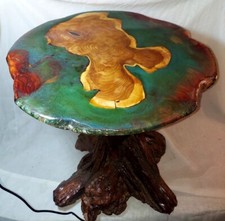 Wood Resin Tree Table Manzanita  Juniper 17x19x19" Handmade Accent