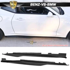 Fits 16-24 Chevrolet Camaro ZL1 Style Gloss Black Side Skirts Polypropylene PP