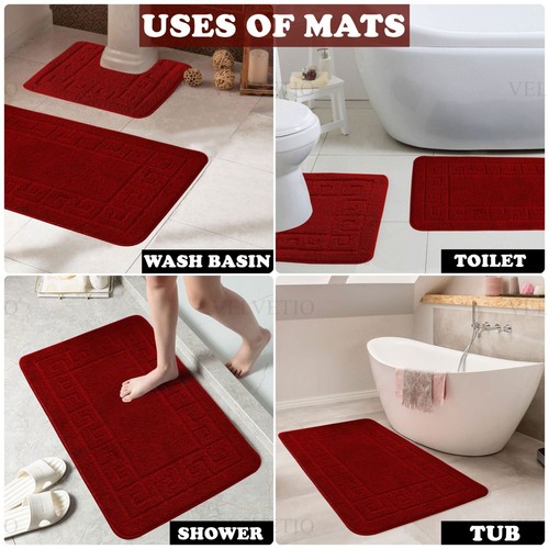 MEMORY LOOP BATH MAT SET PEDESTAL NON SLIP SUPER SOFT TOILET BATHROOM RUG 2PC - Picture 275 of 341