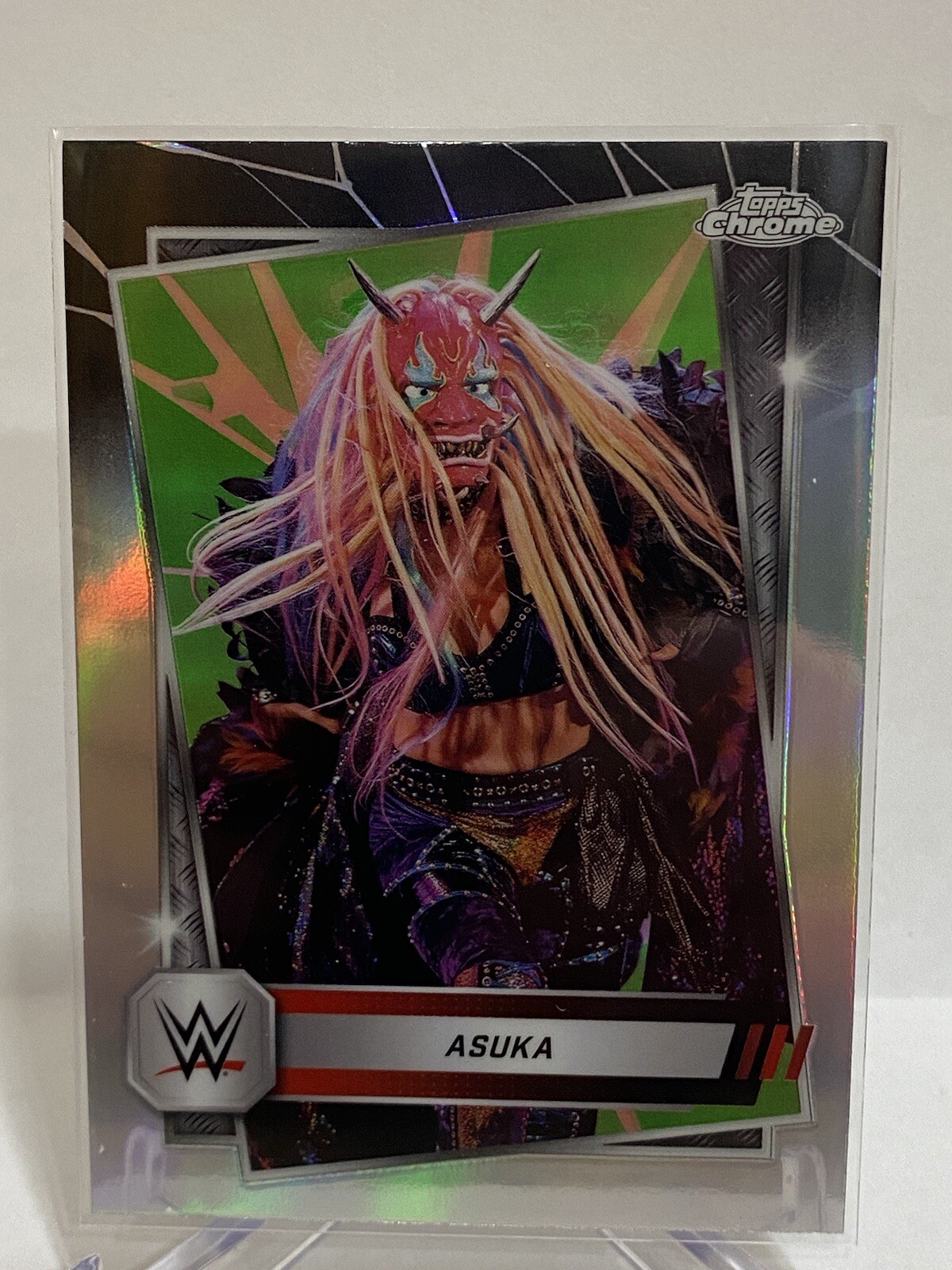 2025 Topps Chrome WWE - Asuka #111 Neon Green & Black Refractor