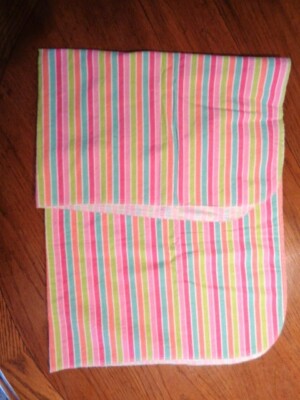 Baby Blanket Receiving Stripes Pink Green Aqua Cotton 2016 Garanimals 30''